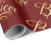 Glaube Gold Red Christmas Holiday Elegante Skript Geschenkpapier (Rolleneckpunkt)