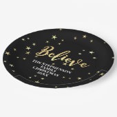 Glaube Gold Stars Weihnachten Pappteller (Schrägansicht)