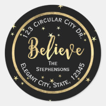 Glaube Gold Stars Weihnachtsrückgabe-Adressetikett