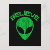 GLAUBE - GRÜNE ALIEN HEAD DESIGN POSTKARTE (Vorderseite)