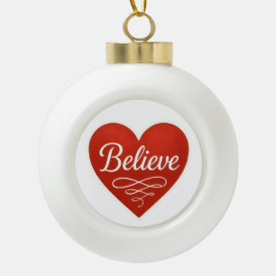 Glaube Herz Keramik Kugel-Ornament