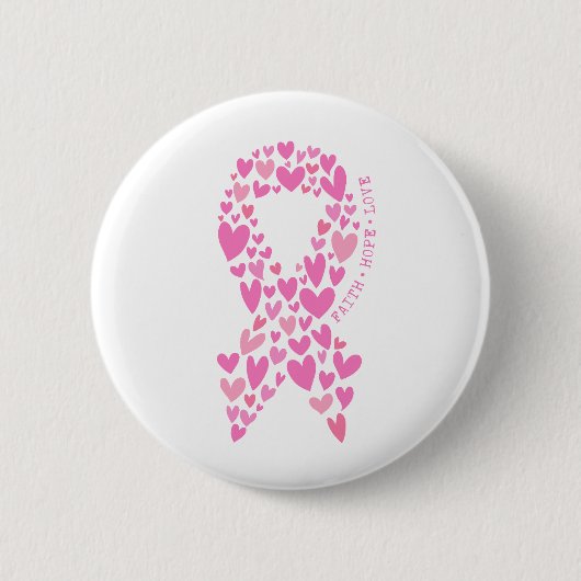 Glaube Hoffnung Brustkrebs Pink Ribbon Bewusstsein Button (Vorderseite)