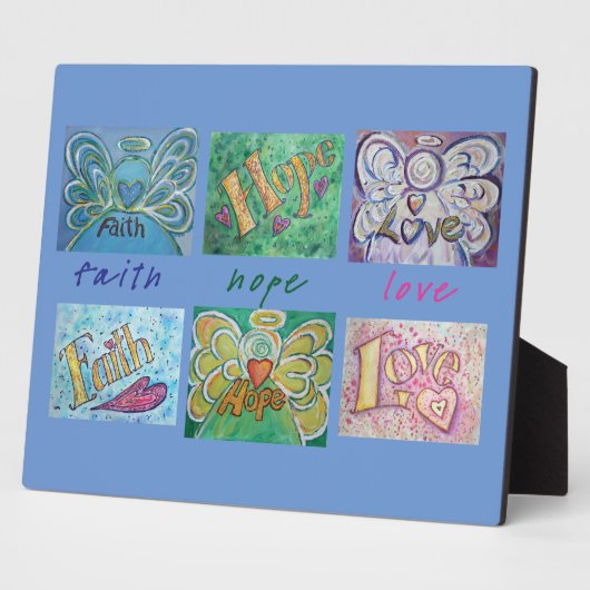 Glaube, Hoffnung, Liebe Angel Word Collage Gedicht Fotoplatte (Seite)