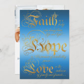 Glaube, Hoffnung, Liebe-Blau, Feiertagskarte (Vorne/Hinten)