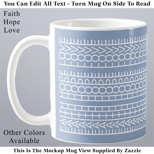 Glaube Hoffnung Liebe Blau & Weiß Versteckte Botsc Kaffeetasse
