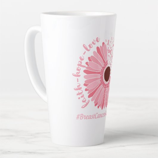 Glaube, Hoffnung, Liebe - Brustkrebs-Bewusstsein Milchtasse (Linke Ecke)