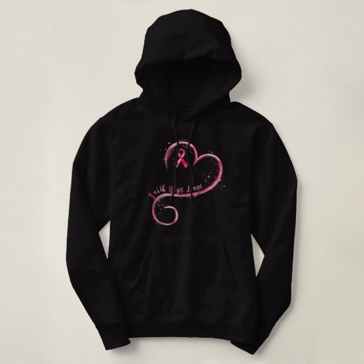 Glaube Hoffnung Liebe Brustkrebs Bewusstsein rosa Hoodie (Design vorne)