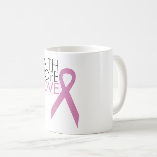 Glaube, Hoffnung, Liebe - Brustkrebs-Unterstützung Kaffeetasse (VorderseiteRechts)