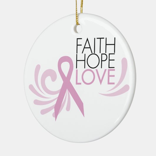 Glaube, Hoffnung, Liebe - Brustkrebs-Unterstützung Keramik Ornament (Links)