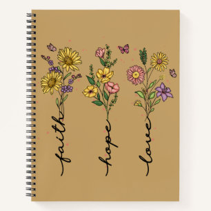 Glaube Hoffnung Liebe Floral   Christlich Inspirie Notizblock
