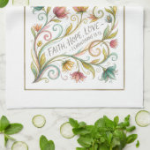 Glaube Hoffnung Liebe floral Geschirrtuch (Gefaltet)