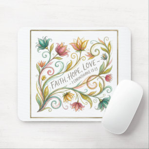 Glaube Hoffnung Liebe floral Mousepad