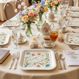 Glaube Hoffnung Liebe floral Pappteller