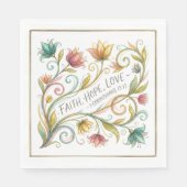 Glaube Hoffnung Liebe floral Serviette (Vorderseite)