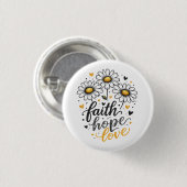 Glaube, Hoffnung, Liebe & Gänseblümchen Knopf Button (Vorne & Hinten)