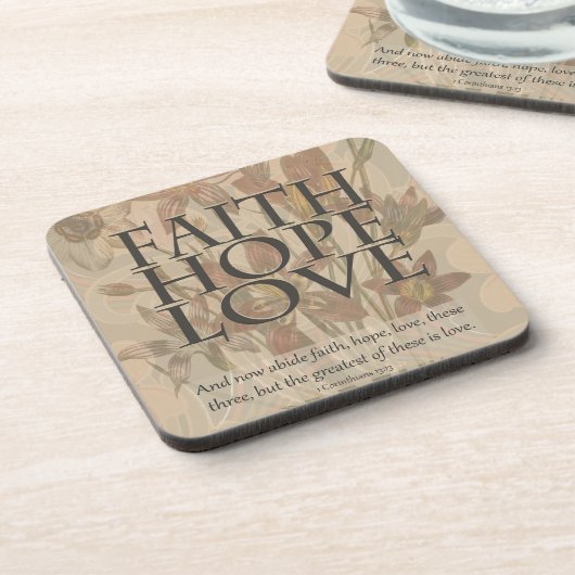 Glaube, Hoffnung, Liebe Getränkeuntersetzer (Linke Seite)