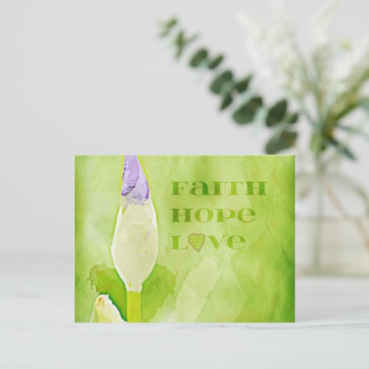 Glaube, Hoffnung, Liebe Iris Postkarte (Stehend Vorderseite)