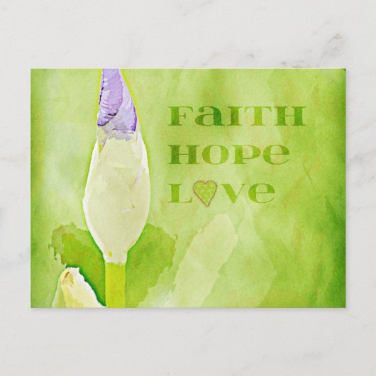 Glaube, Hoffnung, Liebe Iris Postkarte (Vorderseite)