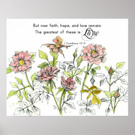 Glaube Hoffnung Liebe Korinther 13 Schrift Rosen Poster