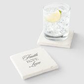 Glaube, Hoffnung Liebe Minimalistisches Design Steinuntersetzer (Seitenansicht)