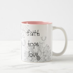 Glaube Hoffnung Liebe Monogramm Name Blüten Löwenz Zweifarbige Tasse