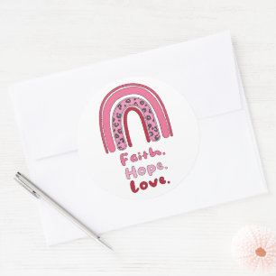 Glaube, Hoffnung, Liebe motivierend rosa Boho Rege Runder Aufkleber