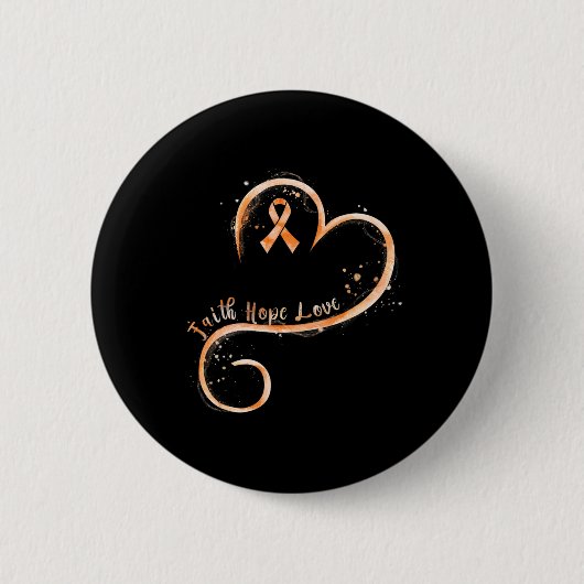 Glaube Hoffnung Liebe Oranges Band Leukämie-Bewuss Button (Vorderseite)