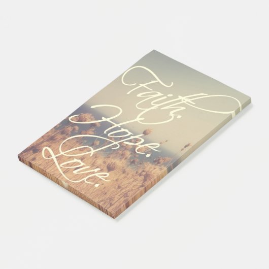 Glaube. Hoffnung. Liebe. Post-It Klebezettel (angewinkelt)