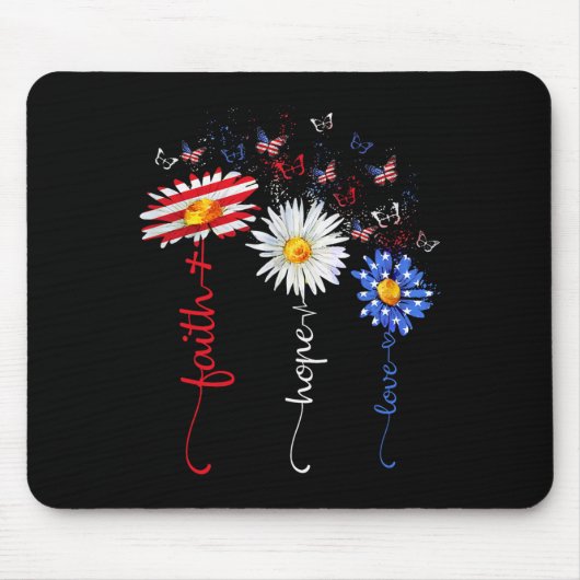 Glaube Hoffnung Liebe Schmetterling Gänseblümchen Mousepad (Vorne)