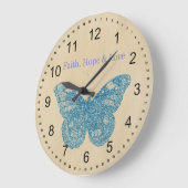 Glaube, Hoffnung, Liebe Schmetterling Große Wanduhr (Winkel)