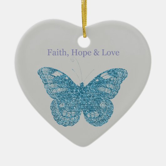 Glaube, Hoffnung, Liebe Schmetterling Keramikornament (Vorne)