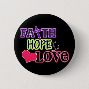 Glaube Hoffnung Liebe (schwarz) Button