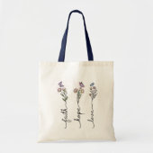 Glaube Hoffnung Liebe Wildblume Zitat Tragetasche (Vorne)