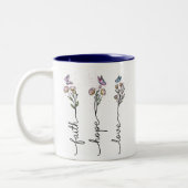 Glaube Hoffnung Liebe Wildblume Zitat Zweifarbige Tasse (Links)