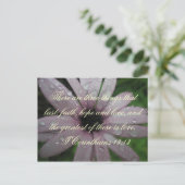 Glaube Hoffnung und Liebe Bibel Vers Postkarte (Stehend Vorderseite)