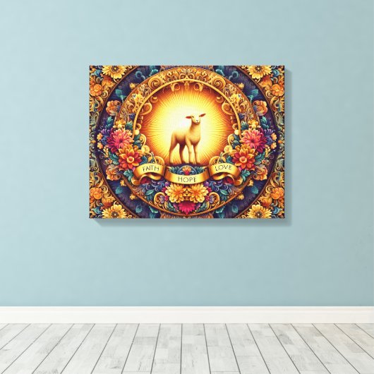 Glaube, Hoffnung und Liebe" Canvas Print Leinwanddruck (Insitu (Holzboden))