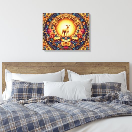 Glaube, Hoffnung und Liebe" Canvas Print Leinwanddruck (Insitu (Schlafzimmer))