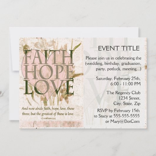 Glaube, Hoffnung und Liebe Einladung (Vorderseite)