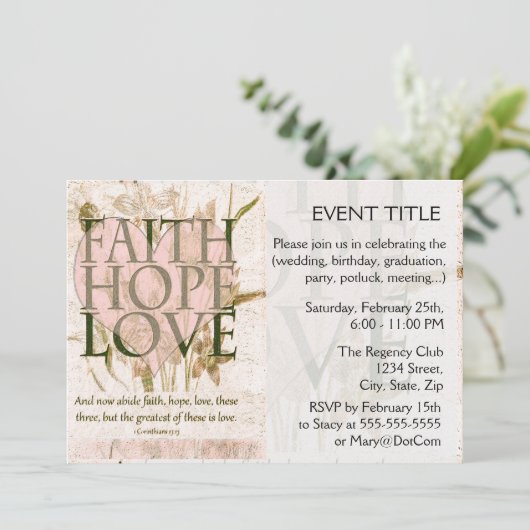 Glaube, Hoffnung und Liebe Einladung (Stehend Vorderseite)
