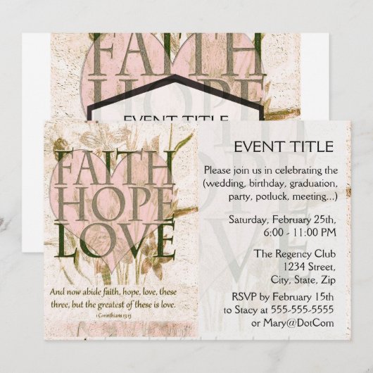 Glaube, Hoffnung und Liebe Einladung (Vorne/Hinten)