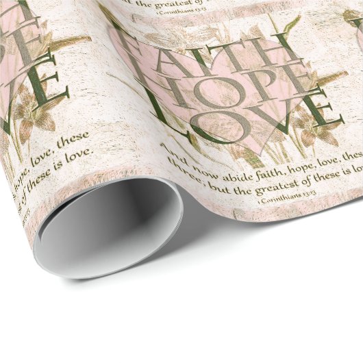 Glaube, Hoffnung und Liebe Geschenkpapier (Rolleneckpunkt)
