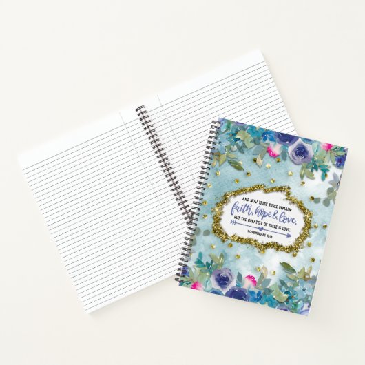 Glaube, Hoffnung und Liebe mit Aquarellfarben-Blum Notizblock (Innenseite)