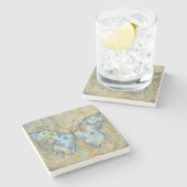 "Glaube, Hoffnung und Liebe" Schmetterling Steinuntersetzer (Seitenansicht)