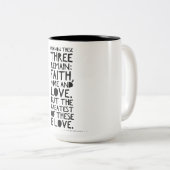 Glaube, Hoffnung und Liebe Zweifarbige Tasse (VorderseiteRechts)