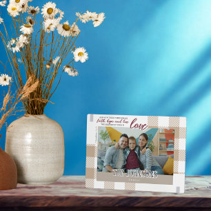 Glaube HoffnungLiebe Moderne Beige Familienfoto-Sc Fotoplatte