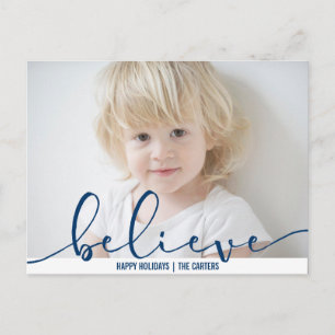 Glaube HOLIDAY BLAUE Hand Letter Script FOTO Feiertagspostkarte