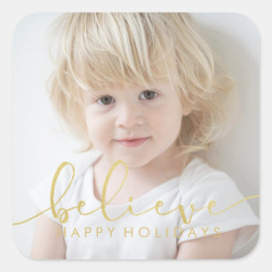 Glaube HOLIDAY IMITATS GOLD Hand Letter Script FOT Quadratischer Aufkleber