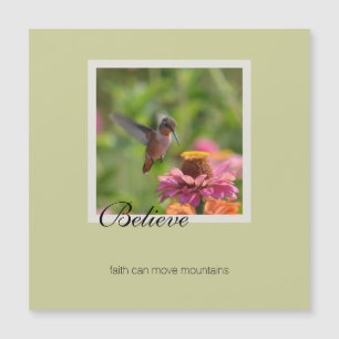 Glaube Hummingbird Pink Zinnia Blume Magnetkarte