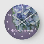 Glaube Hydrangea Inspirational Runde Wanduhr (Vorderseite)