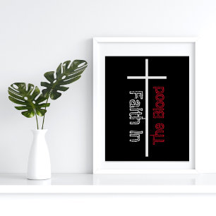 Glaube im weißen christlichen Blutkreuz Poster
